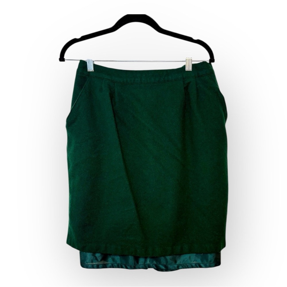Vintage Savannah Green Wool Pencil Skirt Classic Academia Size 18W
